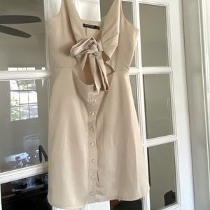 Nasty Gal Cream Tie Front Dress with Cutout Size 4